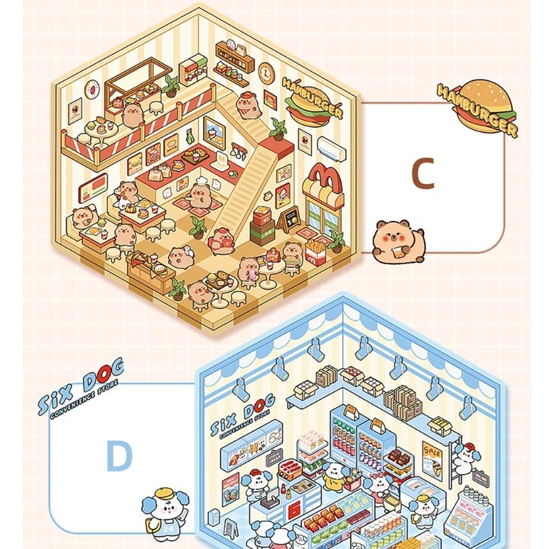 3D House Scene Sticker Miniature Simulated Cabin Scene Sticker for Scrapbooking Journal Notebook Photo Album Phone Case