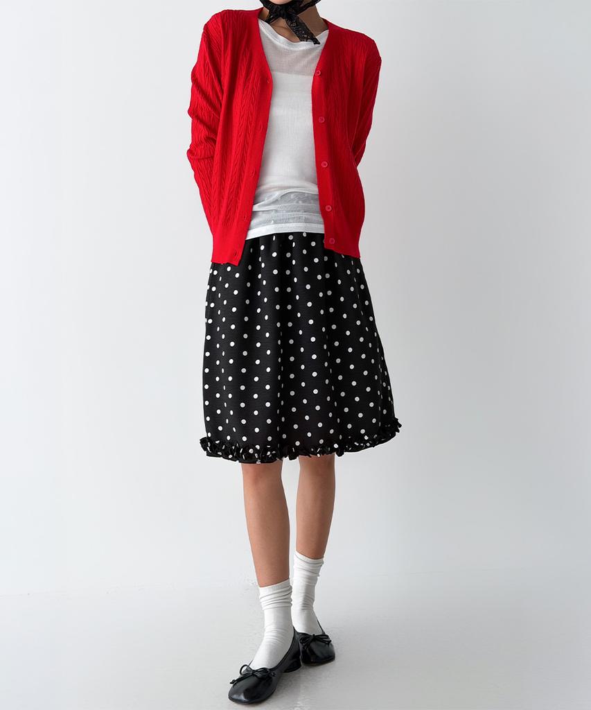 The Green Lab Dot Frill Skirt [Black]