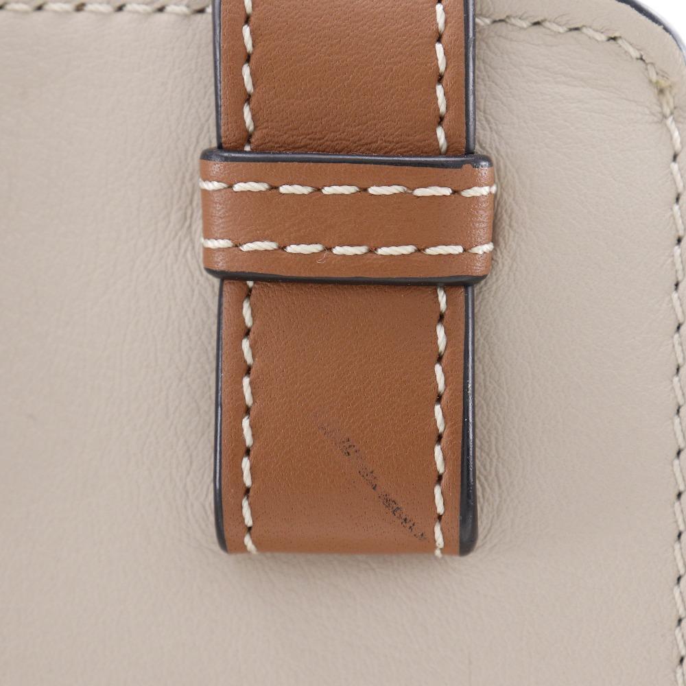 Loewe Гамак Маленькая Сумка 2WAY Плечевая Коричневый / Белый Телячья Кожа Женская Б/У