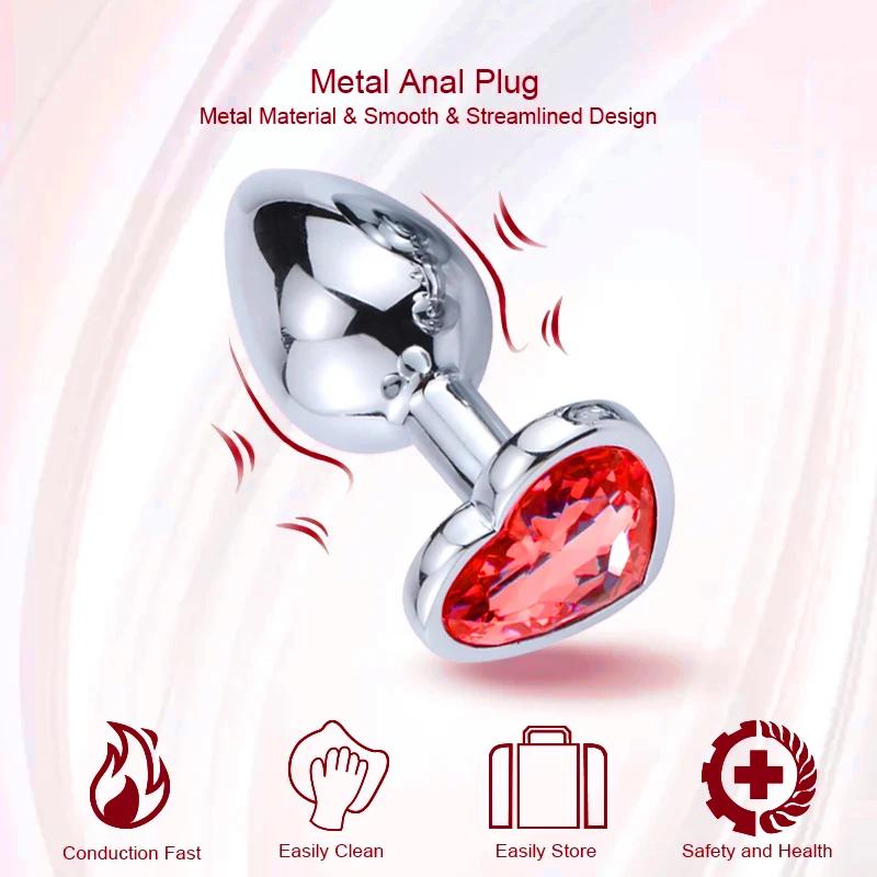 3PCS S/M/L Metal Anal Plug Butt Plug Sex Toy Butt Toy for Women Men Couples Adult Game Masturbator Anal Diamond Sex Shop 18+