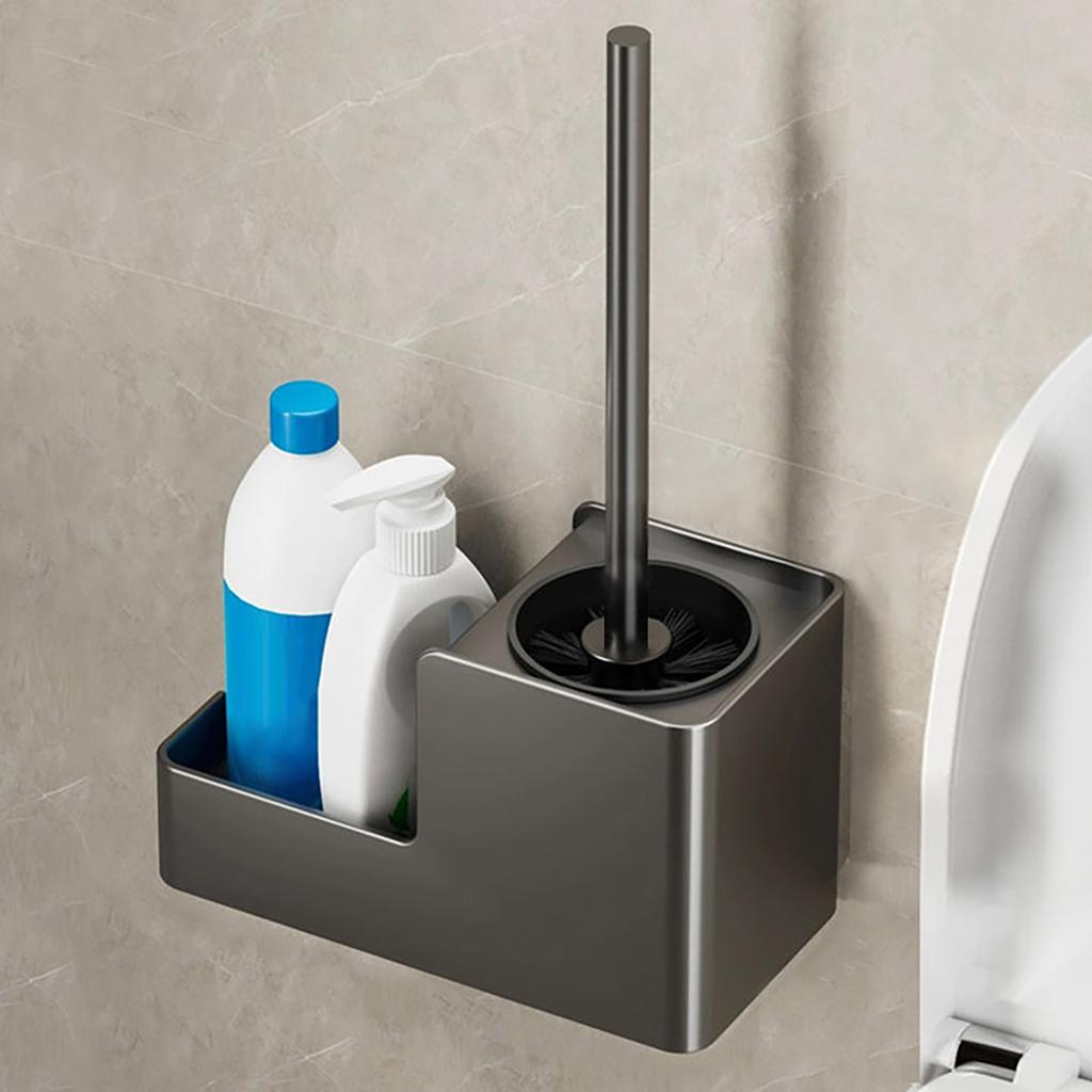 Bathroom Toilet Brush Holder Cleaning Tools Space Aluminum Wall Mounted No Drill Vertical Toilet Brush Bathroom Accessories