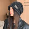 Осенне-зимняя защита ушей Теплая шерстяная шапка-пуловер для ленивых людей Универсальная и подходящая для лица Маленькая модная вязаная шапка с отворотом