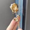 Elegant Gold Color Rose Flower Brooches For Women Girls Rhinestone Luxury Women Accessories