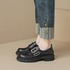 One-word Buckle with Thick-soled Women's Retro Small Leather Shoes and Soft-soled Single Shoes Women