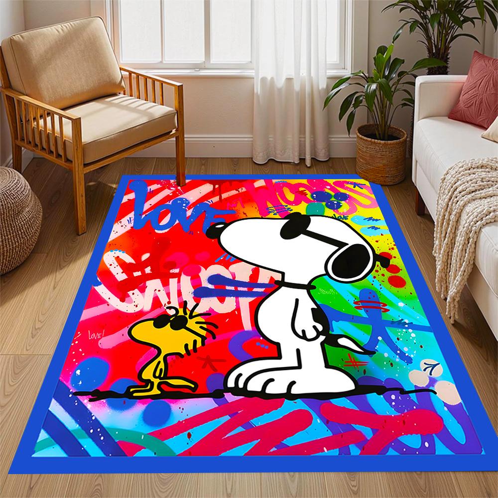 Snoopy And Woodstock Friendship Themed Anti-Slip Rugs - Polyester Home Decor, Suitable for Bedrooms, Living Rooms, Doorways, Studios, and Decorations