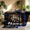 Custom Name Personalized Real Madrid Football Print Blanket, Home Decor, Bedroom, Sofa, Camping, Couch, Gifts for Birthday Christmas