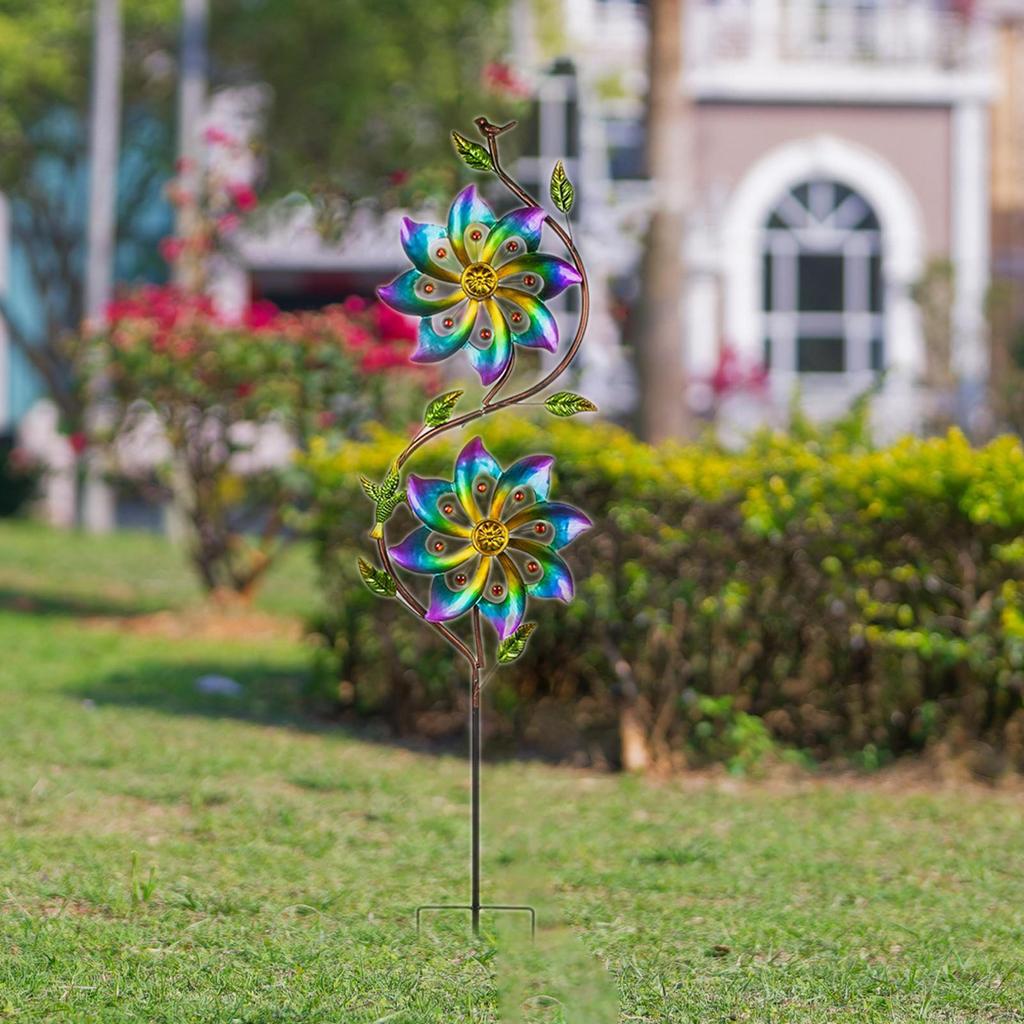 Outdoor Metal Windmill Wind Lawn Decoration Sturdy Multifunctional Iron Pinwheel Craft Artwork