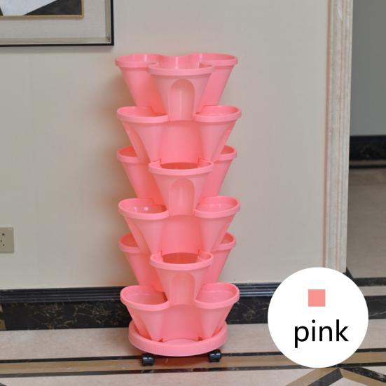 1 комплект садового горшка с колесиками, штабелируемый многослойный садовый горшок для клубники и трав, хозяйственные товары