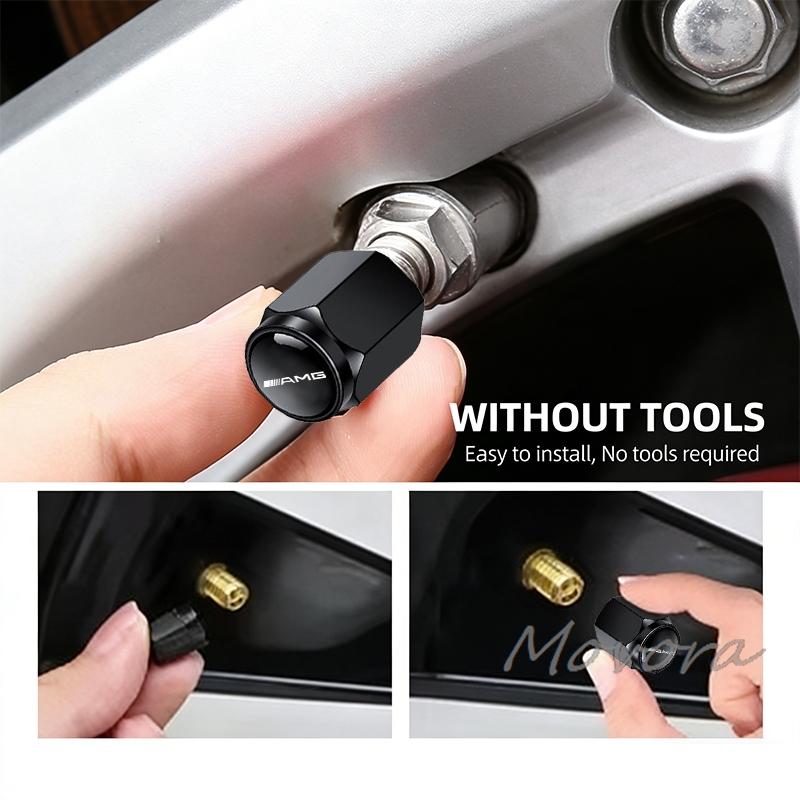 TGM3 Car Tire Wheel Valve Caps Cover Metal Car Keychain Keyring for Mercedes Benz AMG W177 W176 X166 X167 C257 C218 X253 C118 C117