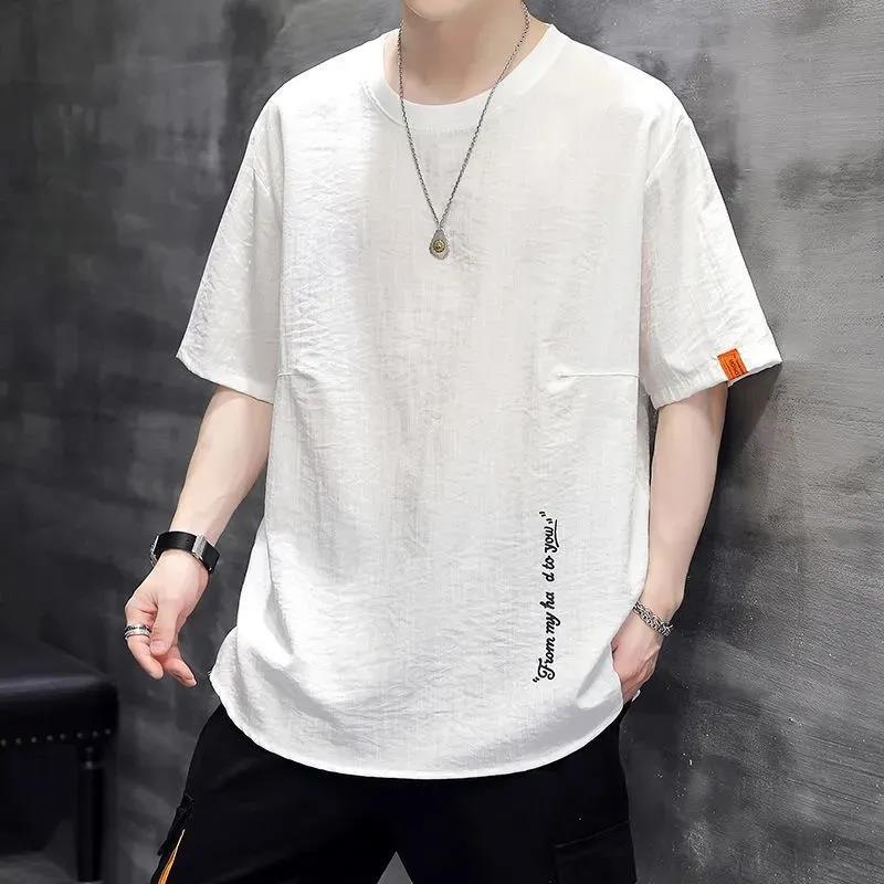 Embroidered Loose Half Sleeve T-shirt Summer Korean Youth Short-sleeved Male T-shirt Trendy All Matching