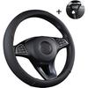 Универсальный чехол на руль автомобиля, сверхпрочный противоскользящий чехол из натуральной кожи, 38 см, черный и красный, плюс автомобильное мусорное ведро