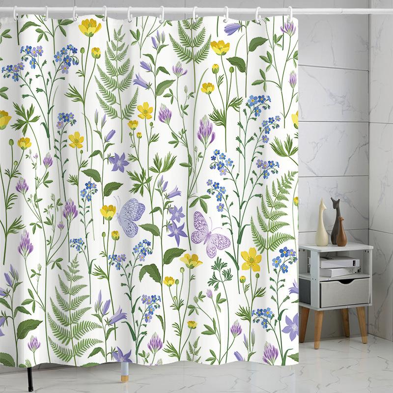Flower Leaf Bathroom Thickened Waterproof And MildewProof Shower Curtain Design