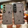 Простой узор с рисунком маршрута самолета прозрачный матовый чехол для Samsung S25 Ultra S24 FE S23 S22 A16 A56 A36 A55 A26 A35 A15 противоударный защитный чехол для телефона