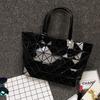 Japanese Laser Cut Geometric Diamond Handbag Foldable Womens Shoulder Bag Fashion Tote