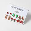 Santa Claus & Christmas Tree Drip Oil Earrings Set - 6 Pieces