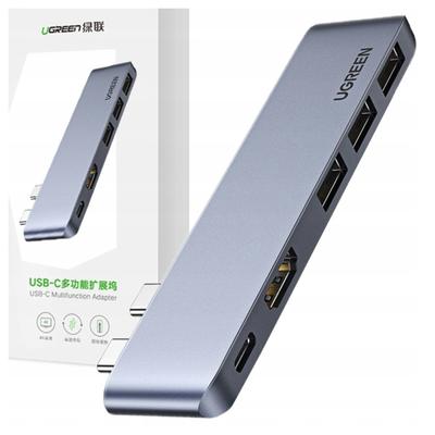 Адаптер-хаб Ugreen Cm251, 2xUSB-C на 3xUSB 3.0, HDMI,
