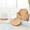 7Pcs/Set Wooden Coaster with Storage Box Japanese Style Natural Wood Heat-resistant Non-slip Countertop Round Drink Coffee Tea Cup Holder Kitchen