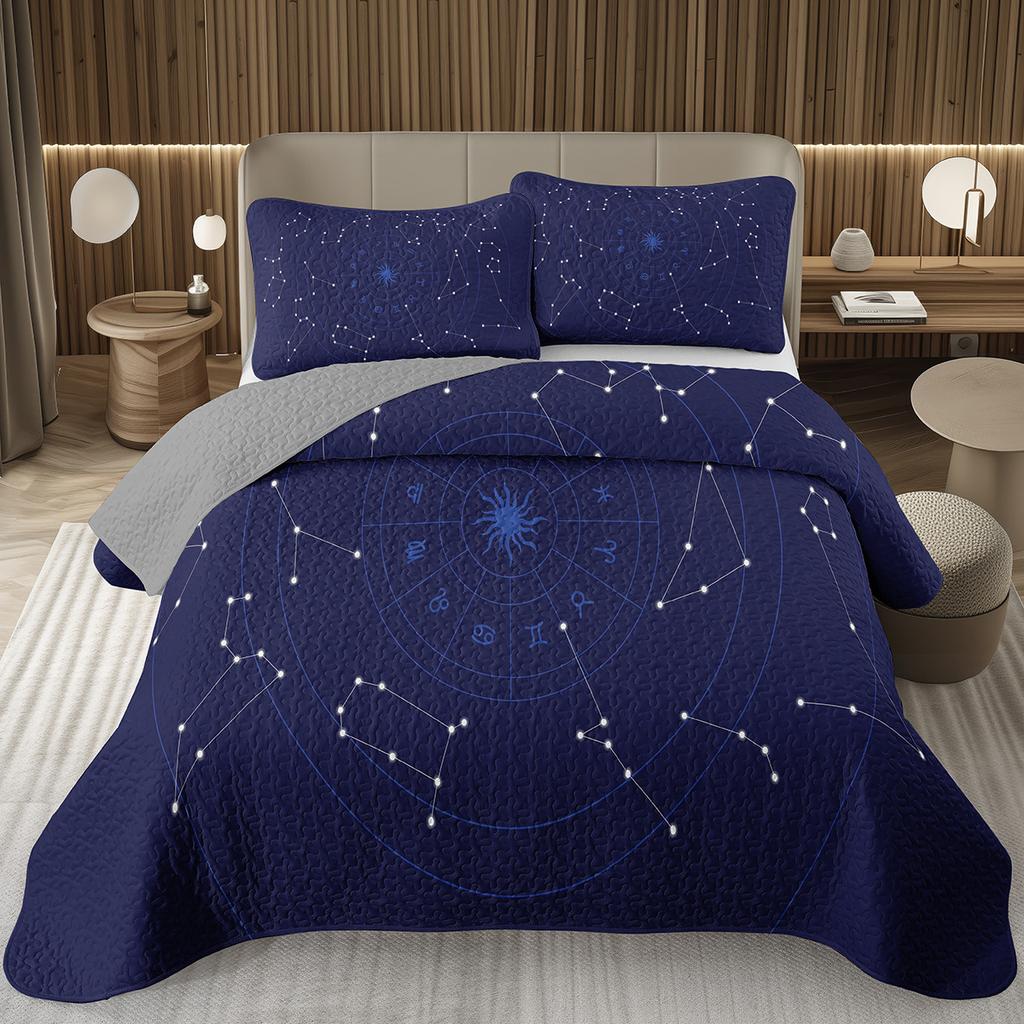 Покрывала 12 Знаков Зодиака Астрология Зодиак Покрывало Бохо Экзотический Комплект Постельного Белья Твин Кинг Двустороннее Серое Стеганое Покрывало