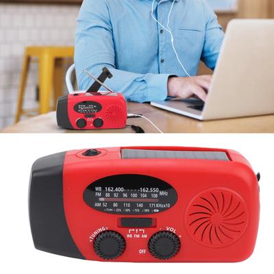Аварийное радио AM FM WB 2000 мАч Солнечная ручная динамо-машина Портативное погодное радио со светодиодным фонариком