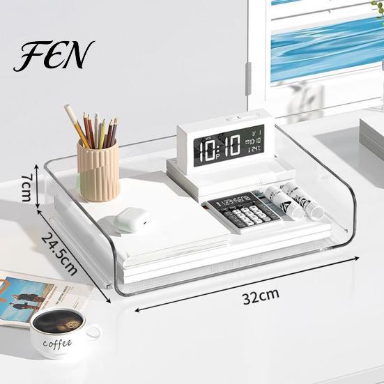 Layered Archive Rack for Workstations Large Capacity Desk Organizer Documents Files Letters A4 Paper Book Notes Mail, Compact File Tray Clear
