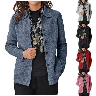 Женская однотонная рубашка с длинными рукавами и лацканами на пуговицах, карманная куртка с длинными рукавами