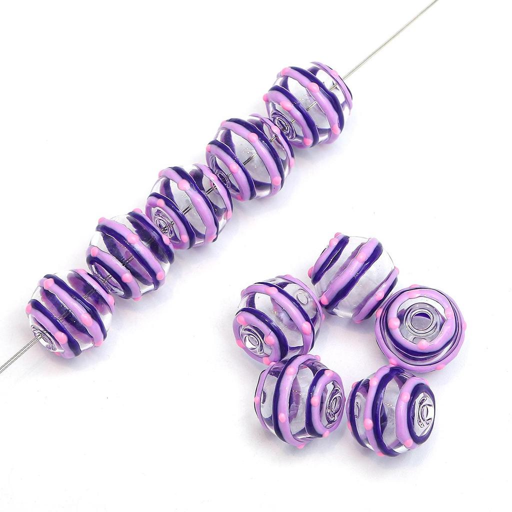 1Pcs 14mm Water Ripple Pattern Freehand Hollow Coloured Glaze Round Ball Multicolor Glass Beads For Jewelry Making DIY Bracelet Necklace Earring