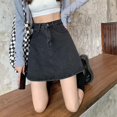 Уникальная классическая универсальная носибельная прочная однотонная А-силуэтная юбка-бюстье с высокой талией и бедрами, женская летняя модная джинсовая короткая юбка