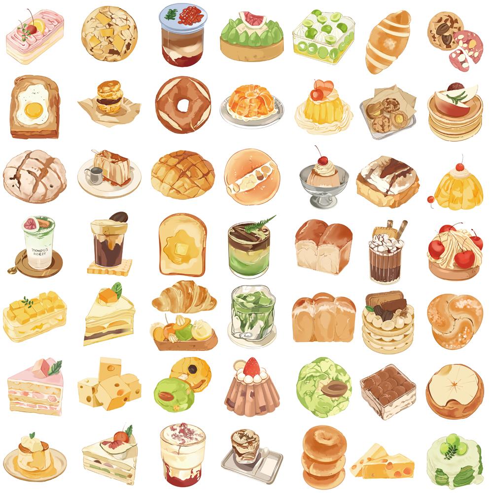 50PCS Afternoon Tea Stickers Nostalgia Graffiti Waterproof Laptop Luggage Cafe Scrapbooking Cartoon Phone Decorative Sticker