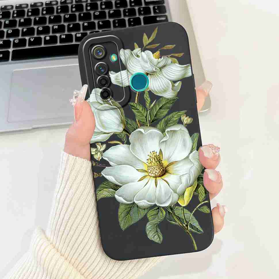 Чехол для Realme 5 Pro Милый Панда Цветок Чехлы Мягкие Силиконовые Чехлы Для Realme 5 Realme5 Pro Ударопрочный Задний Чехол Fundas