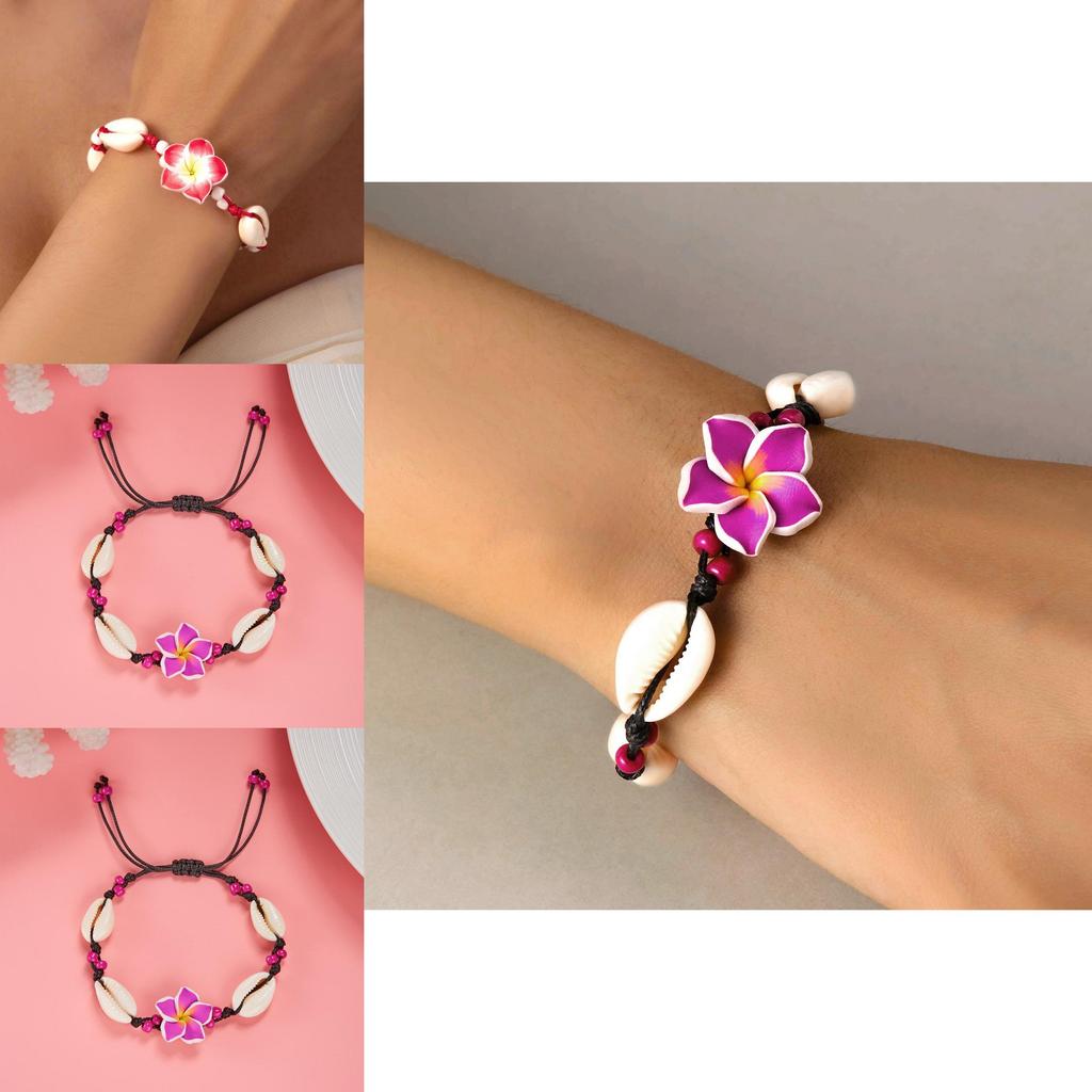 Summer Fashion Handmade Flower Bead Anklet With Adjustable Woven Design For Women