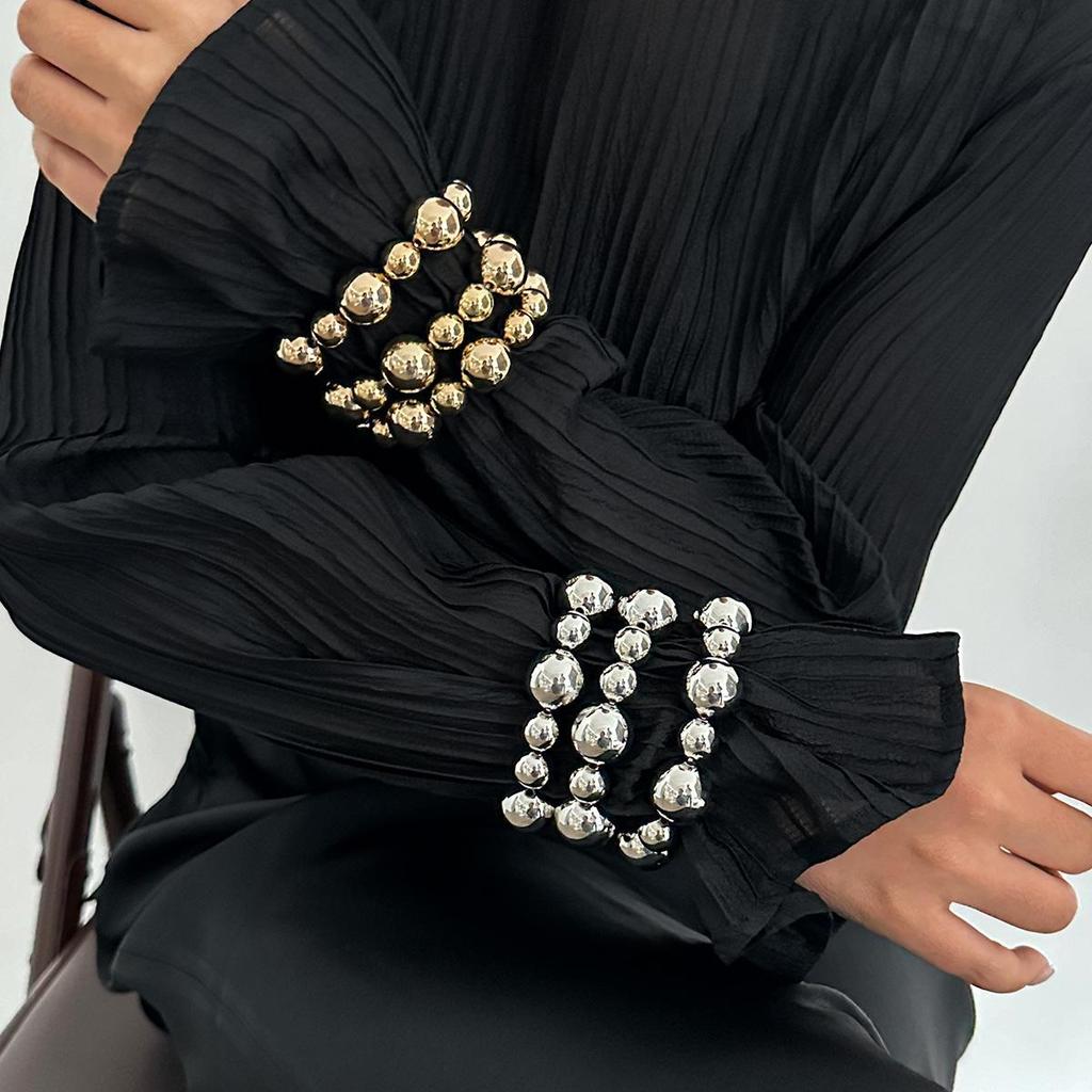 Комплект браслетов с французским жемчугом Exaggerated: Европейские и американские универсальные украшения из бисера из 3 предметов