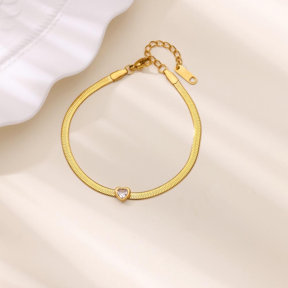 Браслеты с цирконом, камнем рождения, в форме сердца для женщин, золотистого цвета, из нержавеющей стали, свадебный, на день рождения, роскошный ювелирный подарок