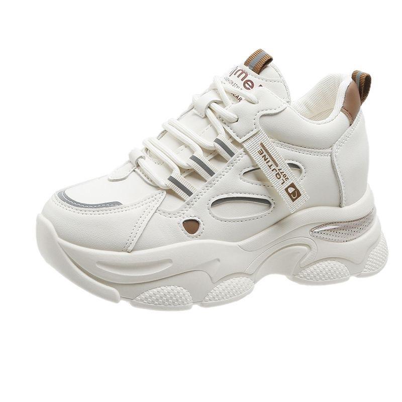 Обувь для папы, женская, весна и осень, новые универсальные, маленькие, с толстой подошвой, высокие, дышащие, повседневные, спортивные, белые туфли