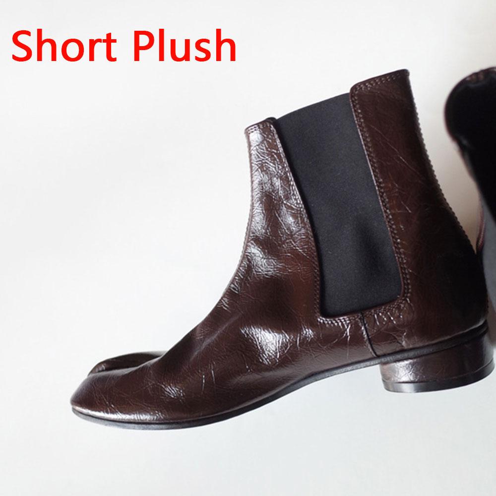 Ботильоны из мягкой кожи с разрезным носком и круглым низким каблуком для женщин, весна-осень, новый стиль, удобные эластичные ботильоны на толстом каблуке