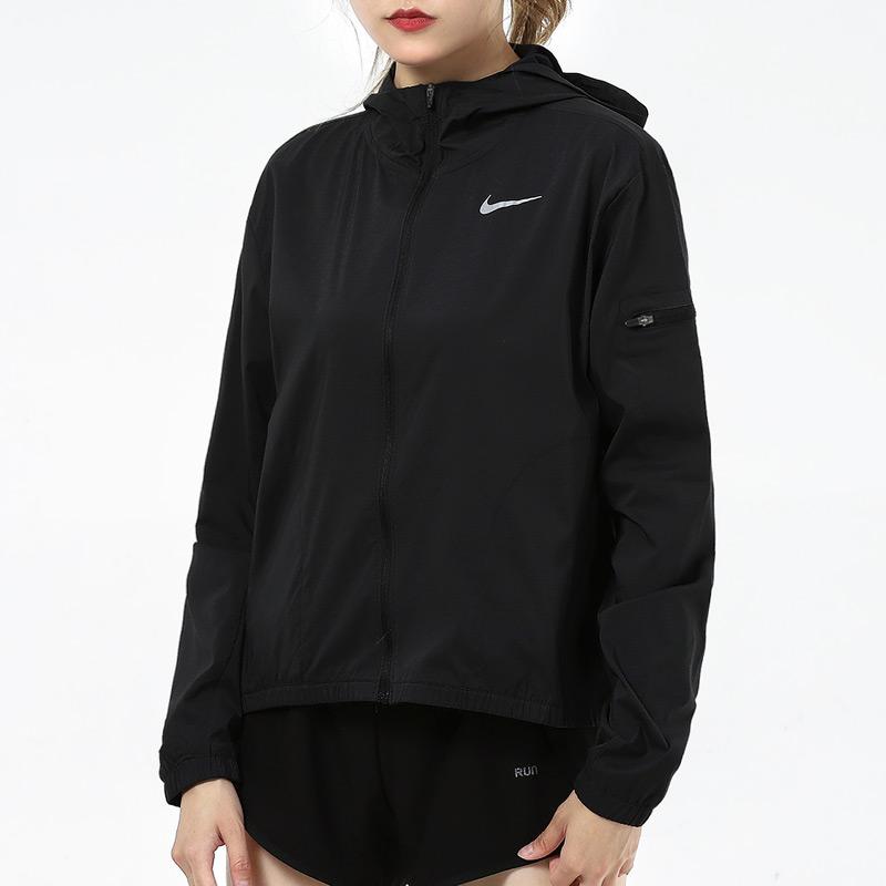 Nike Солнцезащитная куртка с капюшоном и сплошным логотипом, женская верхняя одежда, черная DH1991-010