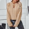 Solid Color Cable Pullover Open Collar European and American Sweater for Women Autumn and Winter New Retro Loose Long-sleeved Sweater
