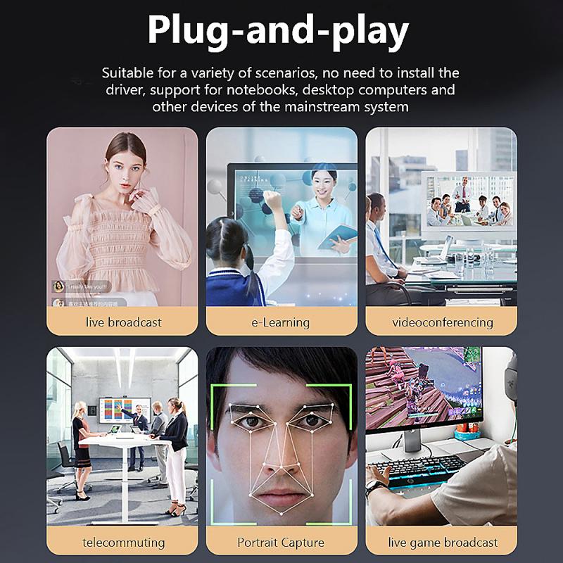 Веб-камера Mini PC HD 2k камера с микрофонами 360 ° вращение USB Plug and Play драйвера бесплатно для настольного компьютера ноутбука видеозвонок