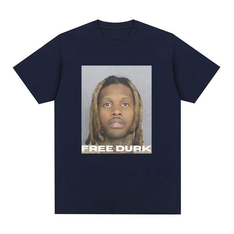 БЕСПЛАТНАЯ ФУТБОЛКА DURK Графические футболки Lil Durk Унисекс Женская одежда Модная Винтажная футболка Повседневная Уютная Хлопковая Оверсайз Футболки