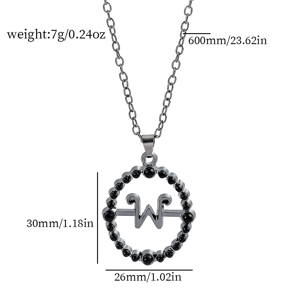 Ожерелье с черными бусинами и буквой W, подвеска на шею, цепочка для женщин и мужчин, готические украшения для вечеринок, аксессуары, подарки
