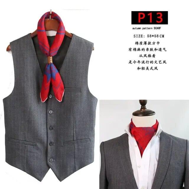 Cotton and Linen Men's Artistic Retro Scarf Korean Spring Autumn Winter Scarf Hip Hop Street Style Scarf Small Square Towel