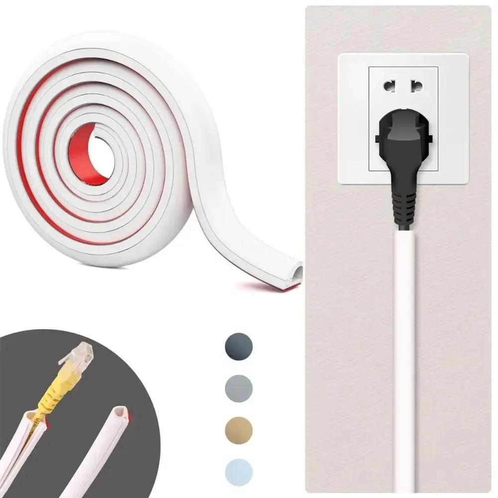 1M PVC Flexible Cable Raceway, Self-Adhesive Wall Cord Cover, Extension Cord Concealer, Wire Hider and Protector Management