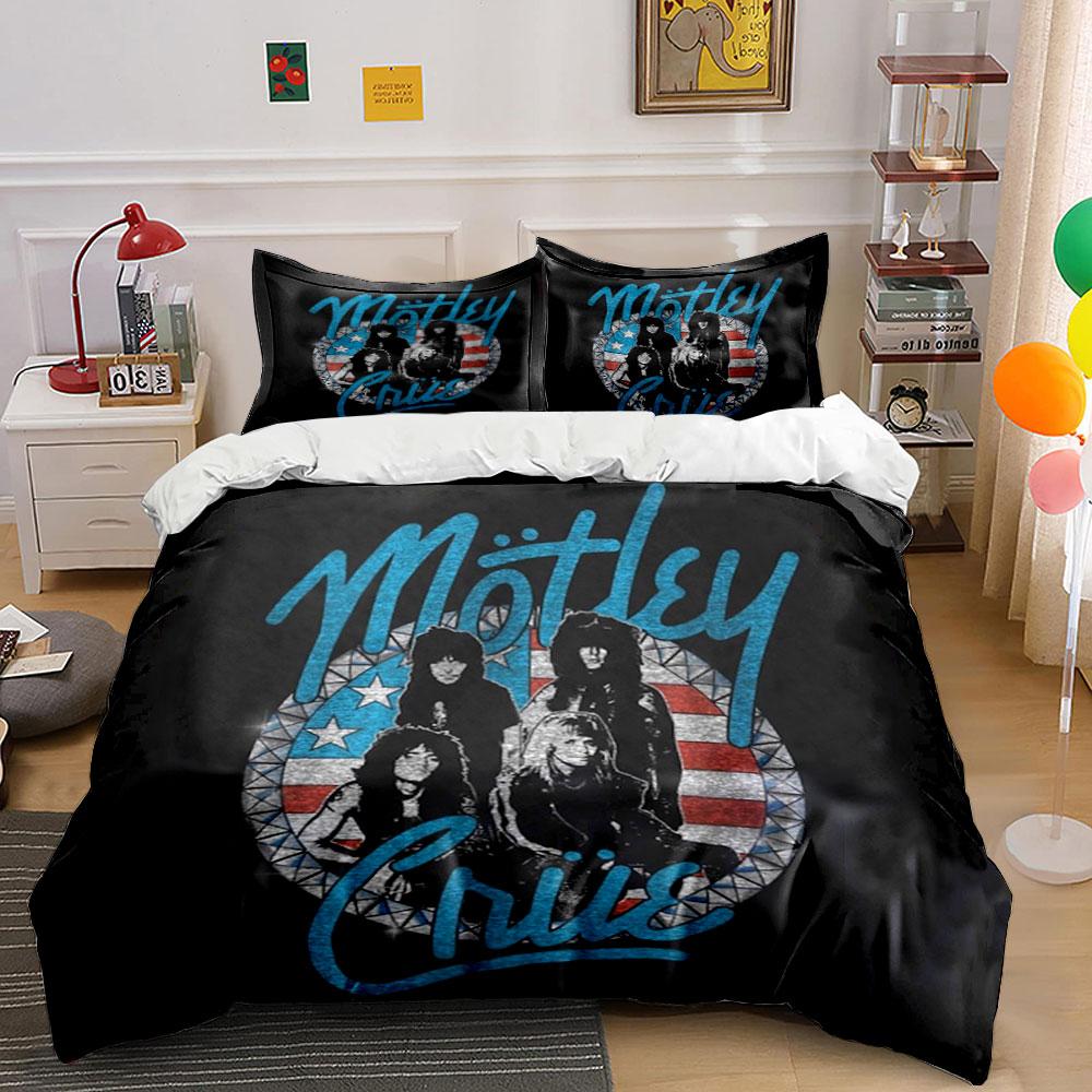 Motley Crue Band Print Set Bedding Duvet Cover Set Duvet Cover Pillowcases (1*Duvet Cover 2*Pillowcases, without duvet insert)