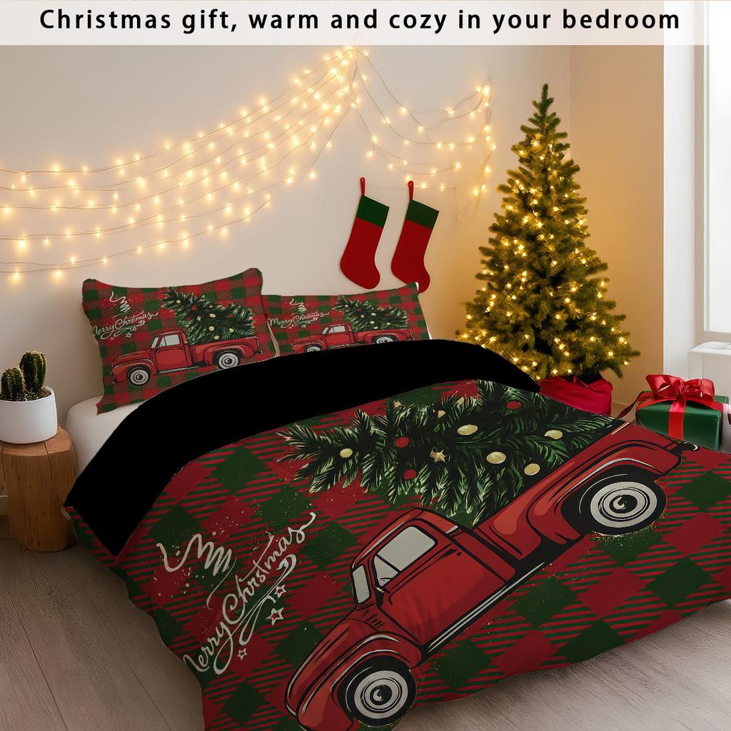 Comforter 3Pcs Checkered Christmas Coreless Duvet Set With Multiple Sizes For Bedrooms Dormitories Soft And Comfortable Machine Washable