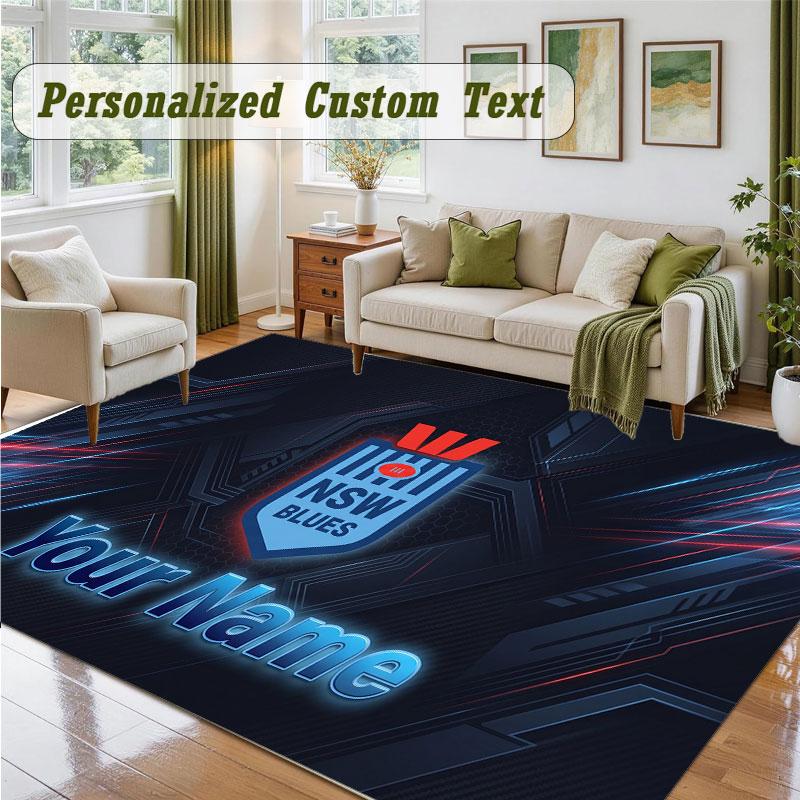 Crystal Velvet Square Rug Custom NameNSW Blues Pattern Non Slip Home Floor Decor Rug