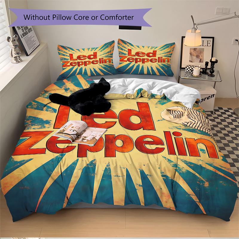 3pcs Led Zeppelin Bedding Set: Perfect for Bedroom or Guest Room. Soft and Comfortable with No Core Included yy251009234