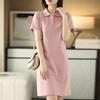 Women's Polo Neck Mid-length Dress Women's Casual All-in-one A-line Dress Simple Atmospheric Lapel Dress