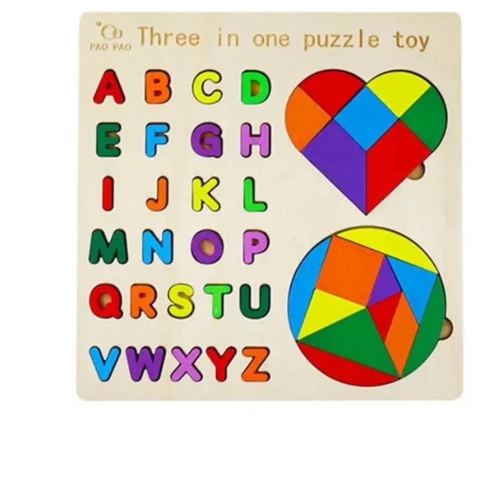 Деревянная игрушка-пазл 3 в 1, распознавание цвета и формы, развивающие игры для детей, деревянные пазлы, игрушки, танграмы для детей