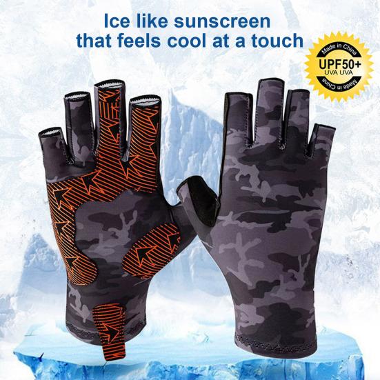 1 пара камуфляжных перчаток для рыбалки с полупальцами, защита от ультрафиолета UPF 50+, легкие перчатки без пальцев для мужчин и женщин, для занятий спортом на открытом воздухе, парусного спорта, каякинга, гребли