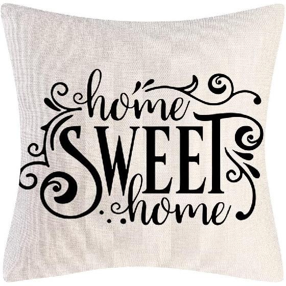 Farmhouse Decorative Pillow Covers Set of 4 Home Sweet Home pirational Quotes FarmhouseThrow Pillow Covers Cushion Cover 18 x 18 Inch for Sofa