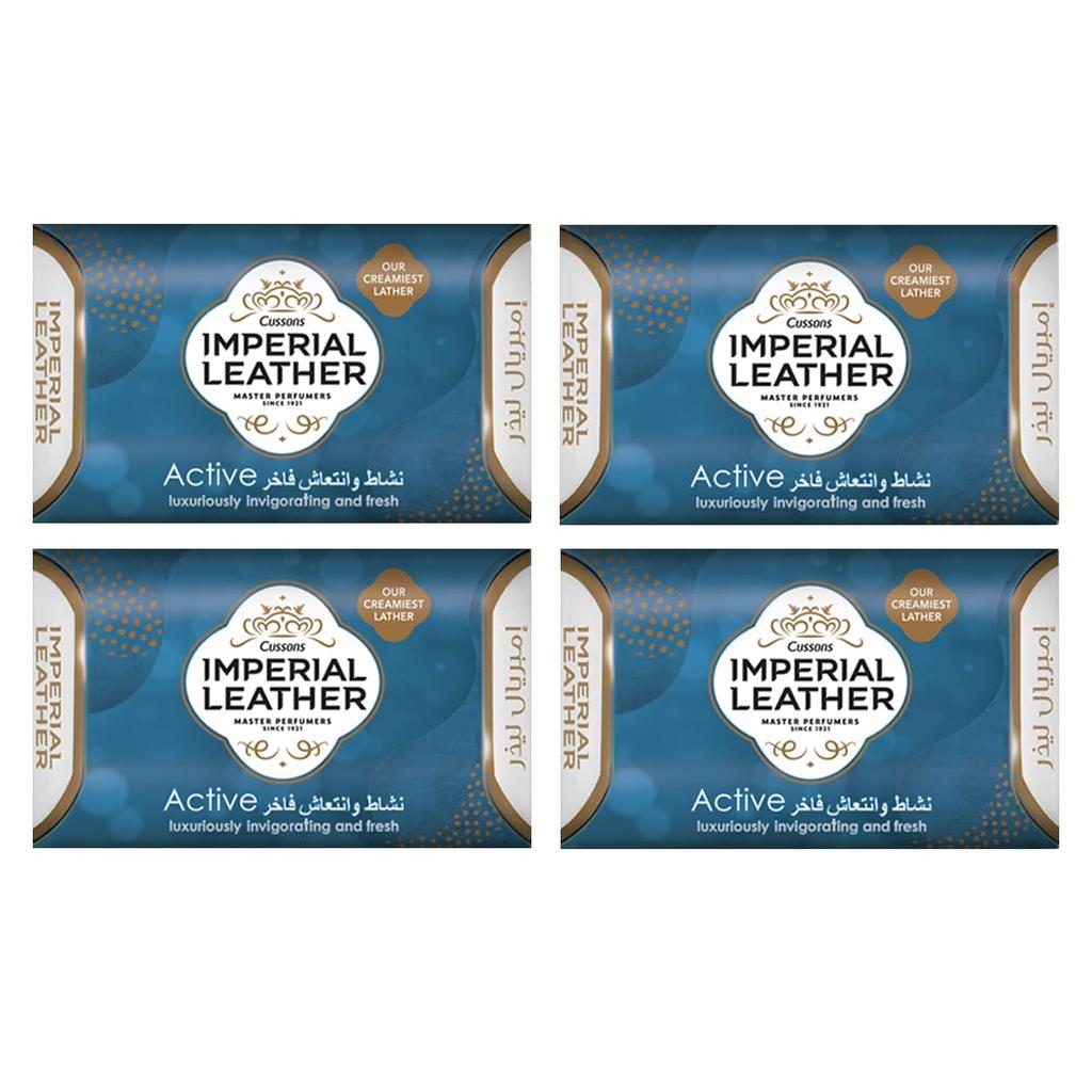 Мыло Cussons Imperial Leather 175 г Активный брусок для купания, густая кремовая пена, стойкий аромат (пакет из 4)